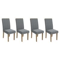 Kit 4 Cadeiras Sala Jantar 2cad142ng 4 Un Nogueira Linho Cinza A056 - 1