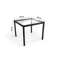 Conjunto Mesa De Cozinha Reno Com Tampo De Vidro 90x90cm E 4 Cadeiras Hydra Plus Preto Kappesberg