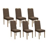 Kit 6 Cadeiras Sala Jantar 2cad150ea 6 Un Eucalipto Suede Marrom A033 - 1