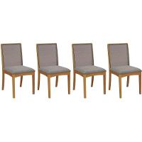 Kit 4 Cadeiras Sala Jantar Lara 4 Un Carvalho Bouclê Cinza Tela Grafite - 1