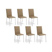 Kit 6 Cadeiras Sala Jantar Amsterdã C091 6 Un Cromada Capuccino - 1