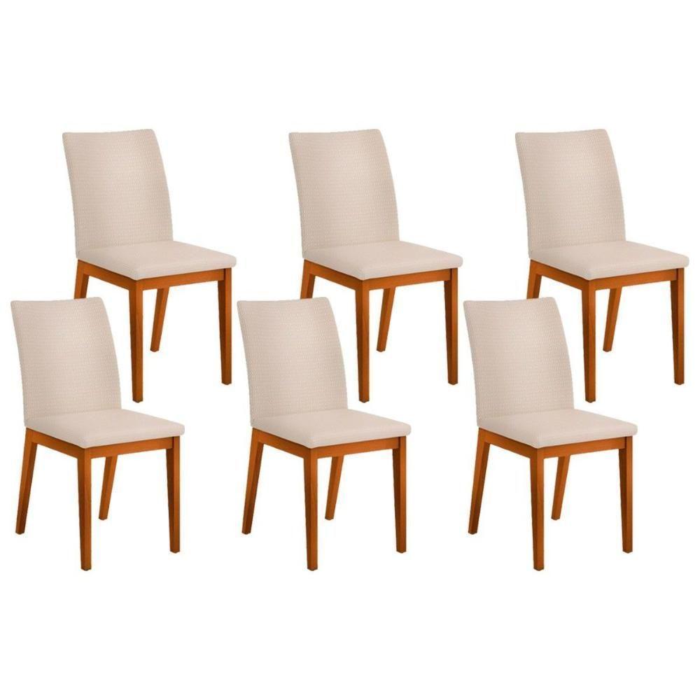 Kit 6 Cadeiras Sala Jantar Vitória 6 Un Ipe Linho Neve - 1