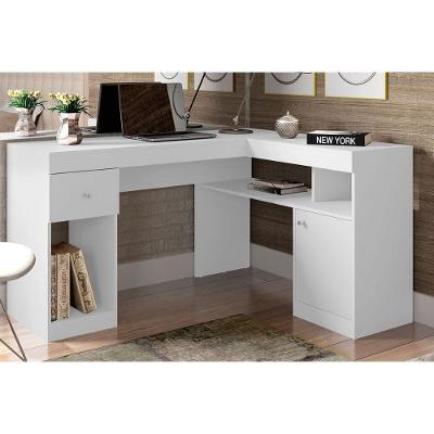 Mesa Computador Casal Nilo Com 1 Porta E 1 Gaveta Branco Caemmun