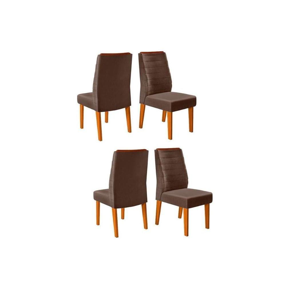 Kit 4 Cadeiras Sala Jantar Ondina 4 Un Freijó Suede Moca - 1