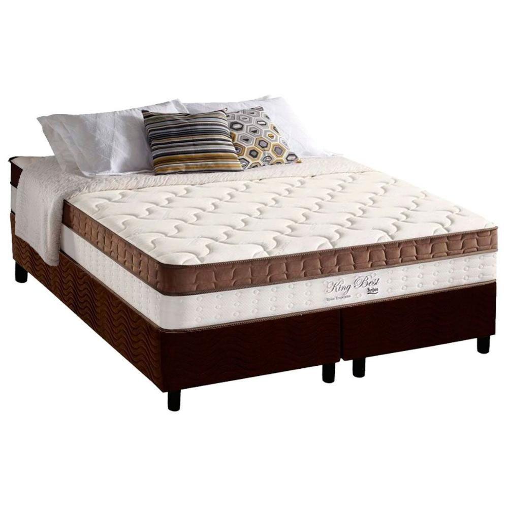 Cama Box: Colchão Molas Masterpocket Ensacadas King Best Brown + Base Crc Suede Brown (193x203) - 1