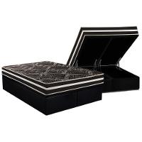 Conjunto Box Baú Queen: Colchão Molas Paropas D28 - Master Ag80 Black Double Face 17 + Base Crc Suede Black (158x198) - 1