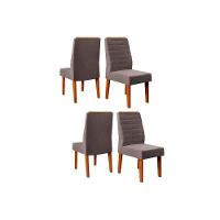 Kit 4 Cadeiras Sala Jantar Ondina 4 Un Freijó Suede Lunar - 1