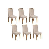 Kit 6 Cadeiras Sala Jantar Exclusive 6 Un Amêndoa Linho Bege Rinzai Lopas - 1