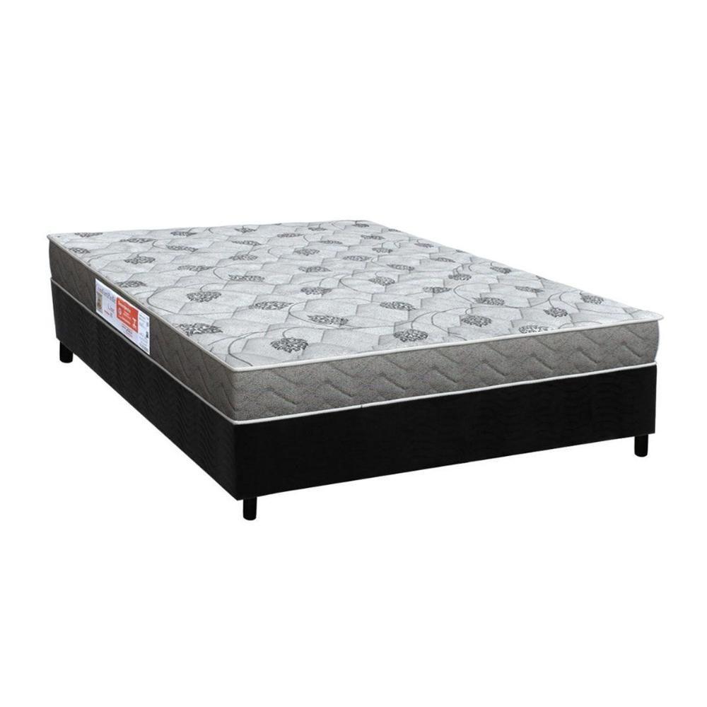 Cama Box Viúva: Colchão Espuma D45 Orthoflex Comfortpedic + Base Crc Suede Black (128x188) - 1