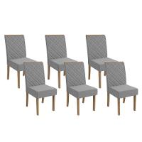 Kit 6 Cadeiras Sala Jantar 2cad149ng 6 Un Nogueira Linho Cinza A056 - 1