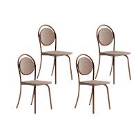 Kit 4 Cadeiras Sala Jantar 1738 4 Uni Rose Linho Areia Courano Caramelo Carraro - 1