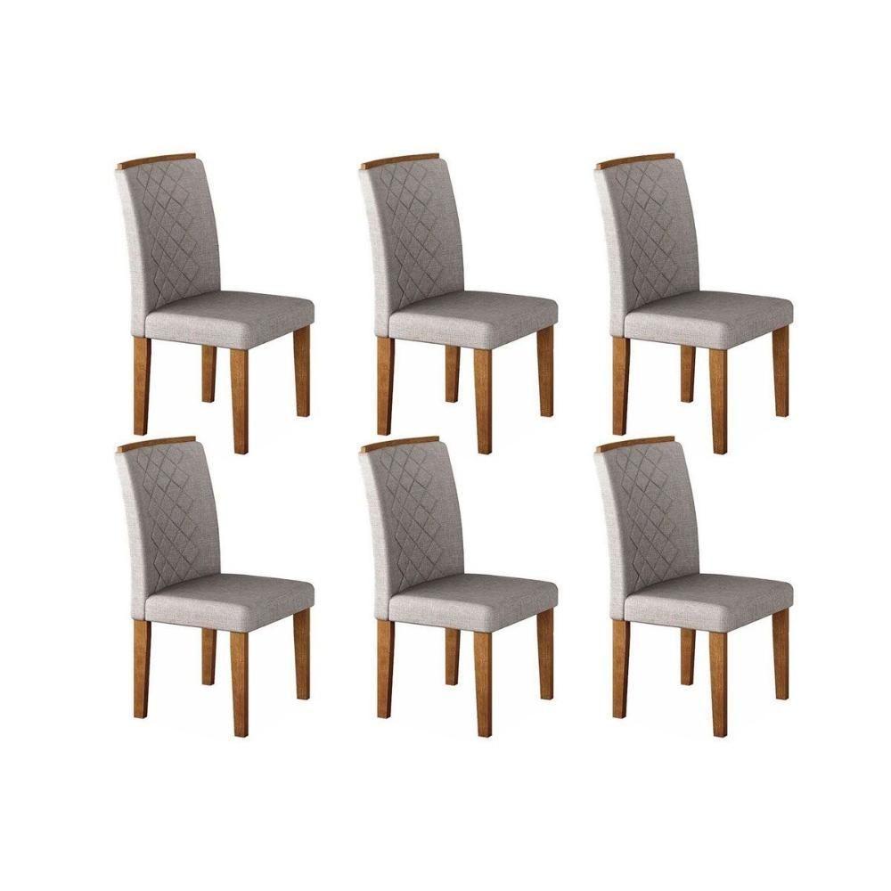 Kit 6 Cadeiras Sala Jantar Jade 6 Un Capuccino Linho Bege Turim Rufato - 1