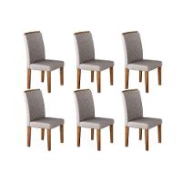 Kit 6 Cadeiras Sala Jantar Jade 6 Un Capuccino Linho Bege Turim Rufato - 1