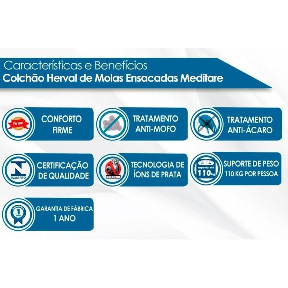 Colchão Viúva Molas Ensacadas Masterpocket Meditare Euro Pillow (108x198x29) - Herval - 2