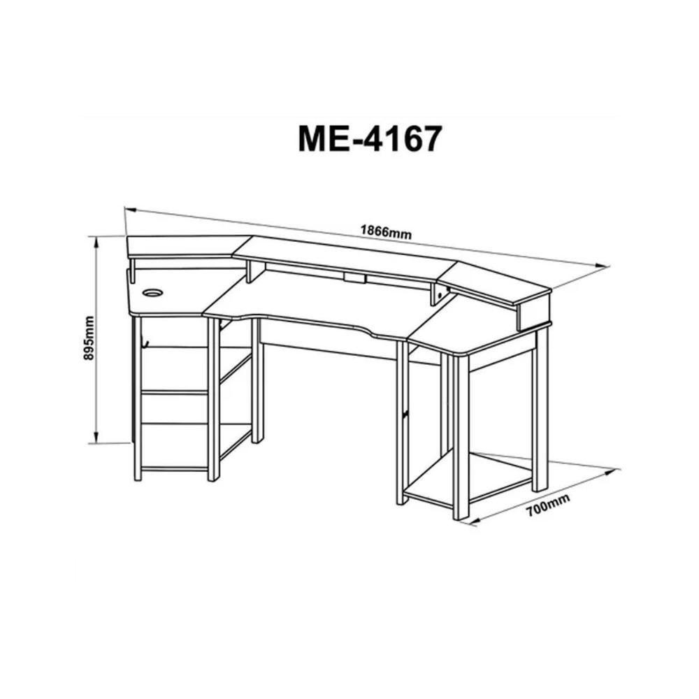Mesa Computador Casal Gamer Me4167 Preto Vermelho Tecno Mobili - 2