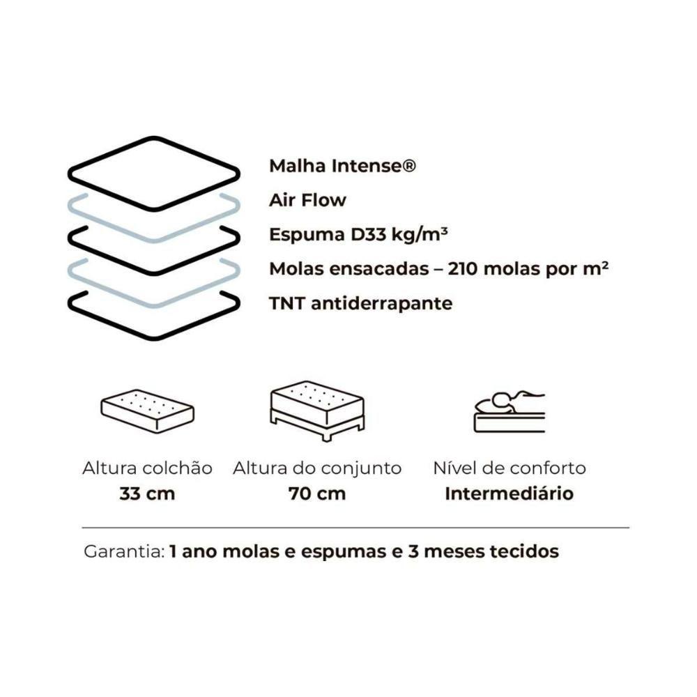 Cama Box Casal: Colchão Molas Ensacadas Plumatex Ecolife + Base Crc Suede Gray (138x188) - 2