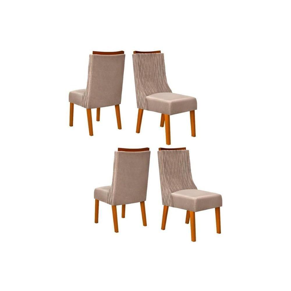 Kit 4 Cadeiras Sala Jantar Jade 4 Un Freijó Suede Kraft - 1