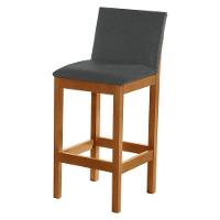 Kit 2 Banquetas Alta Pérola Com Encosto Estofada Em Veludo Cinza Madeira Maciça Castanho - 2