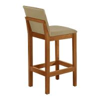 Kit 2 Banquetas Alta Pérola Com Encosto Estofada Em Veludo Bege Madeira Maciça Castanho