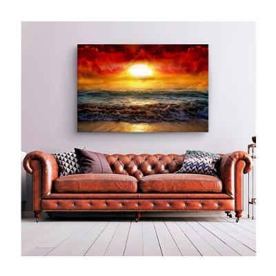 Quadro Paisagens E Natureza Beautiful Sunset C- Moldura Dourada E Vidro Tamanho:120 X 80 Cm