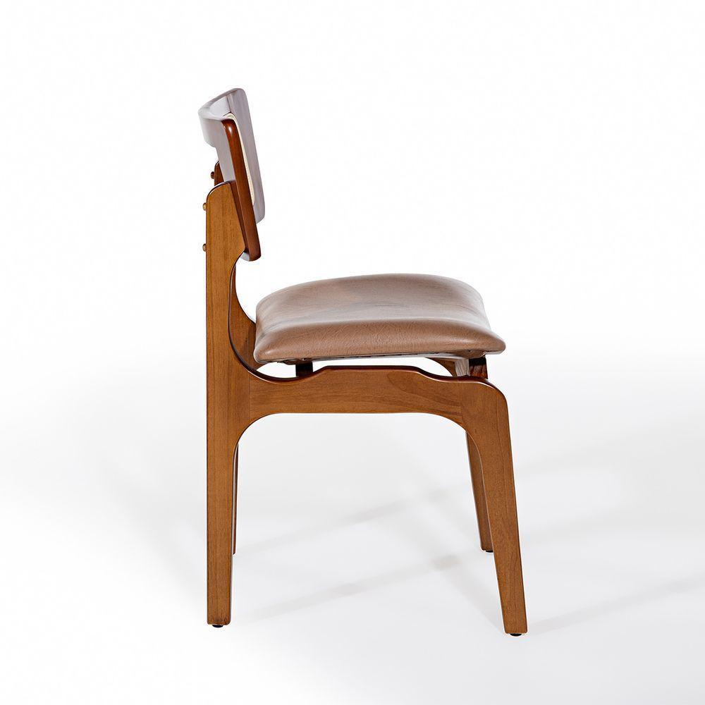 Cadeira De Jantar Portugal Em Madeira Imbuia Com Tela Rattan Impermeável Caramelo L85 - 2