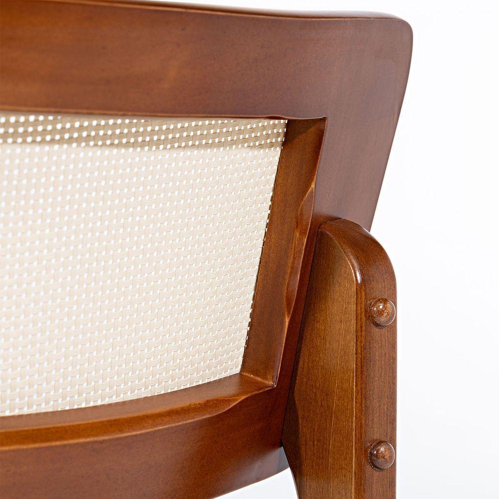 Cadeira De Jantar Portugal Em Madeira Imbuia Com Tela Rattan Impermeável Caramelo L85 - 5