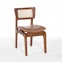 Cadeira De Jantar Portugal Em Madeira Imbuia Com Tela Rattan Impermeável Caramelo L85 - 1