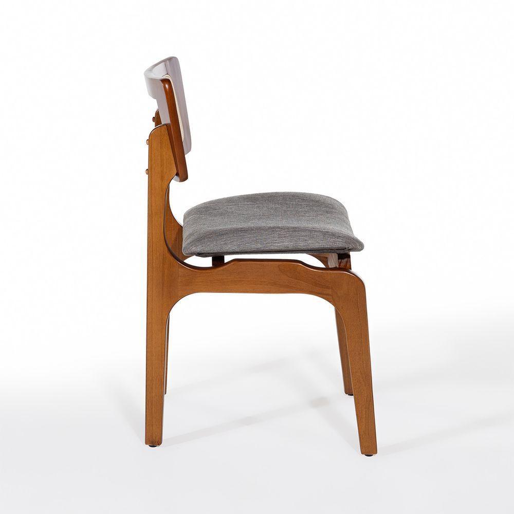 Kit 4 Cadeiras De Jantar Portugal Madeira Imbuia Com Encosto Tela Rattan Linho Cinza L55 - 3