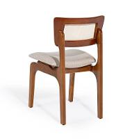 Cadeira De Jantar Portugal Em Madeira Imbuia Encosto Tela Rattan Linho Bege M58 - 2