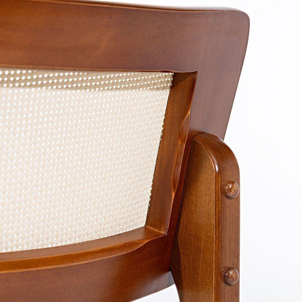 Kit 8 Cadeiras De Jantar Portugal Em Madeira Imbuia Encosto Tela Rattan Linho Bege M58 - 2