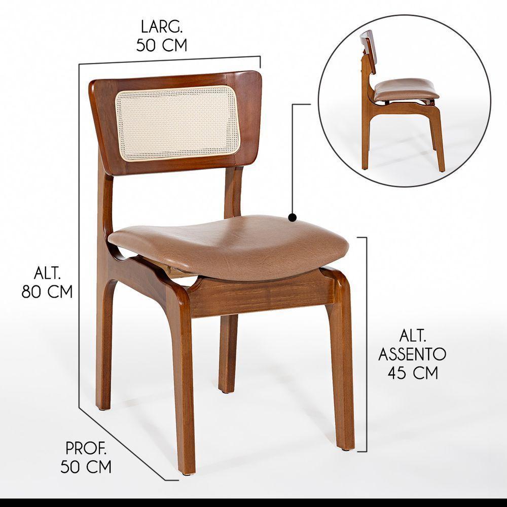 Kit 6 Cadeiras De Jantar Portugal Em Madeira Imbuia Com Tela Rattan Impermeável Caramelo L85 - 2