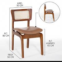 Kit 6 Cadeiras De Jantar Portugal Em Madeira Imbuia Com Tela Rattan Impermeável Caramelo L85 - 2