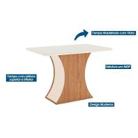 Conjunto Mesa Sala Jantar Luiza Com Tampo De Vidro 120x80cm E 4 Cadeiras Isa Nature Off White Linho Bege Henn - 5