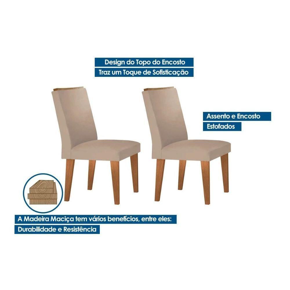 Kit 2 Cadeiras Sala Jantar Lunara 2 Un Madeira Capuccino Suede Marrom Rufato - 3