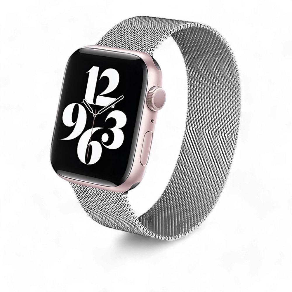 Relógio Smartwatch W34s Rosê Gold Pulseira De Aço Prateada - 1