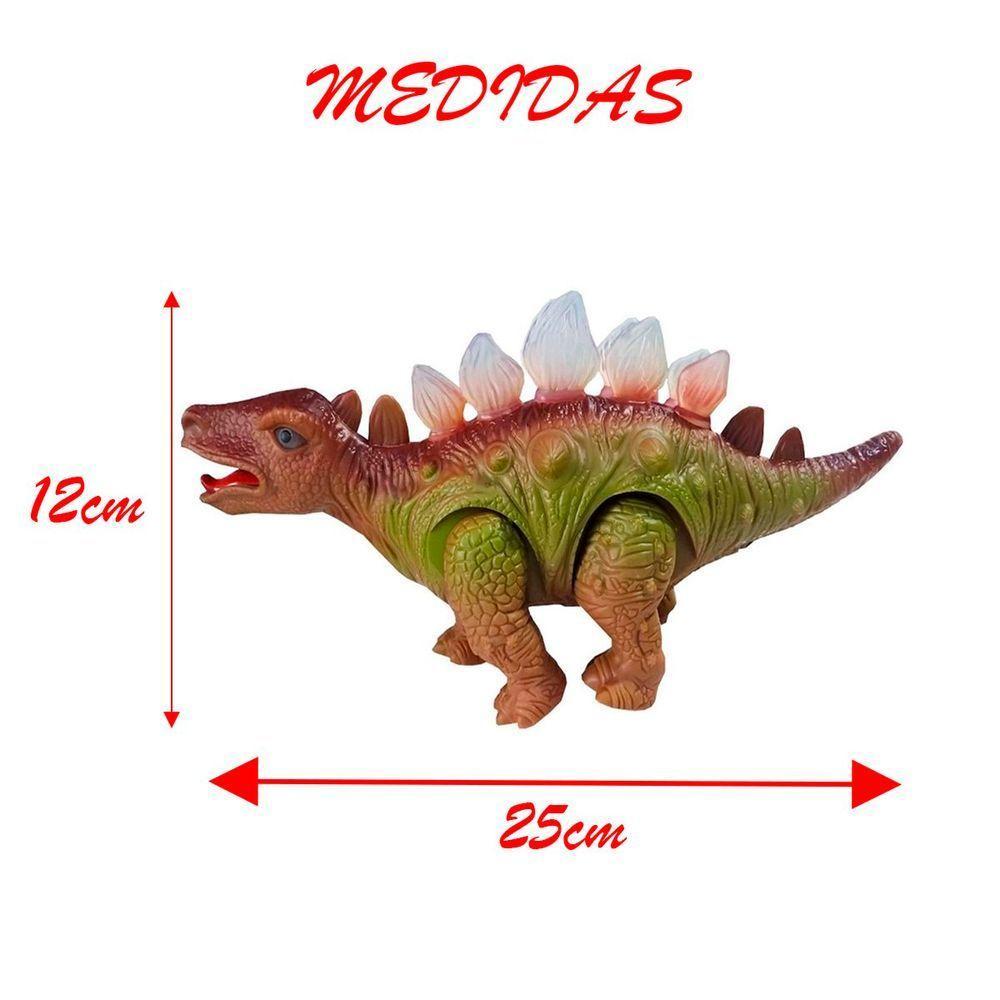 Dinossauro Elétrico Estegossauro Som Luzes E Movimento Marrom - 2