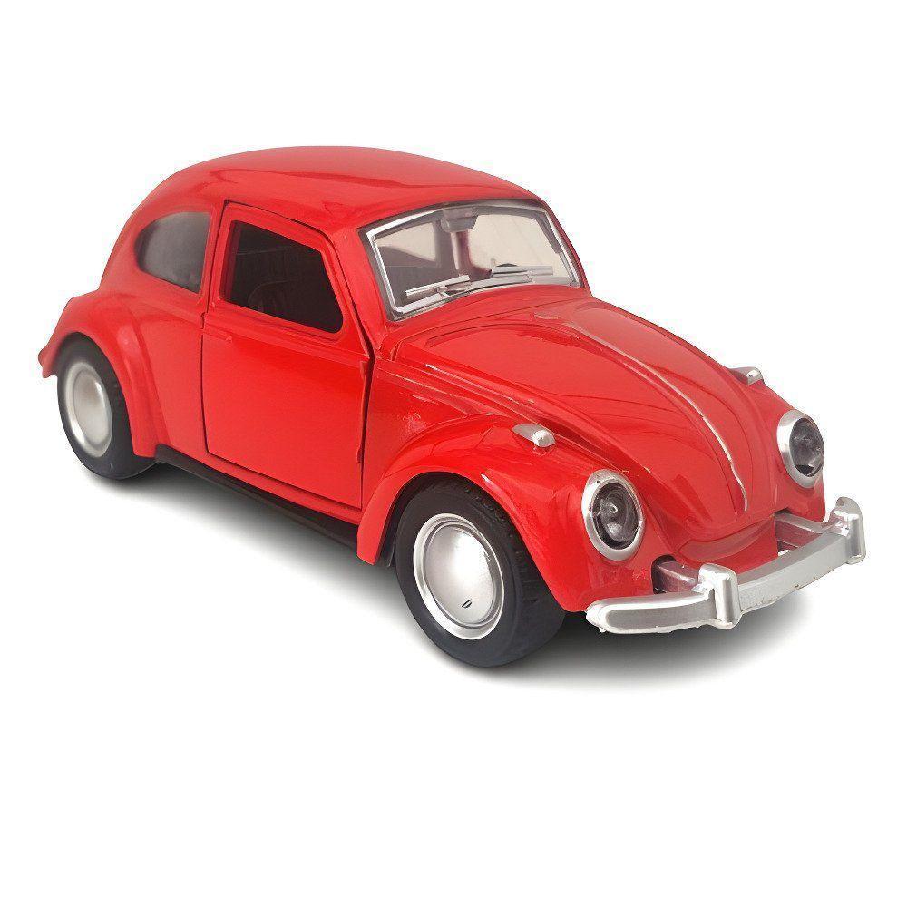 Miniatura Fusca Vermelho Carrinho De Metal Antigo Colecionável - 3
