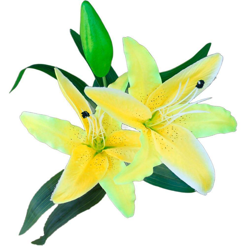 Kit 4 Plantas Artificiais Lírio Amarelo Enfeite Jardim 73cm - 1