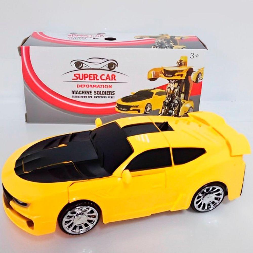 Carro Robô Brinquedo Elétrico Amarelo Transformers Som Leds - 3