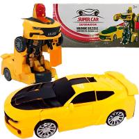 Carro Robô Brinquedo Elétrico Amarelo Transformers Som Leds - 2