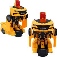 Carro Robô Brinquedo Elétrico Amarelo Transformers Som Leds