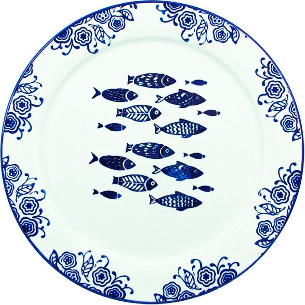 Jogo Prato Raso Jantar 2 Pessoas 2 Peças Peixe Praia Mar 31cm - 2