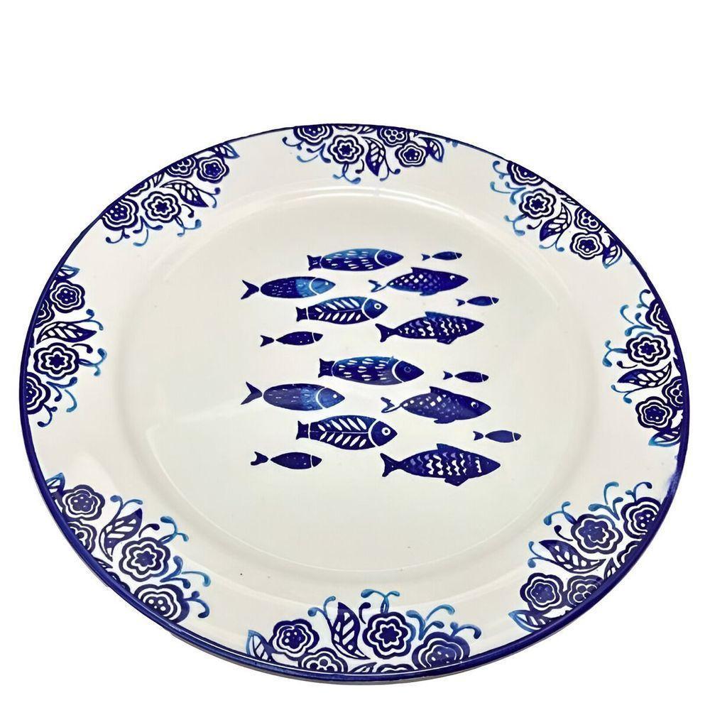 Jogo Prato Raso Jantar 2 Pessoas 2 Peças Peixe Praia Mar 31cm - 4
