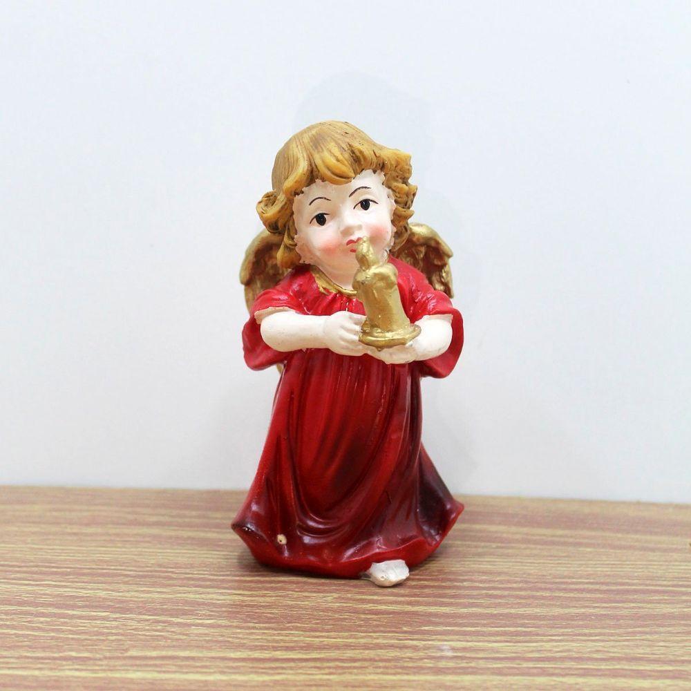 Enfeite Anjo Vermelho Anjinho Com Vela Em Resina Natal 13cm - 2
