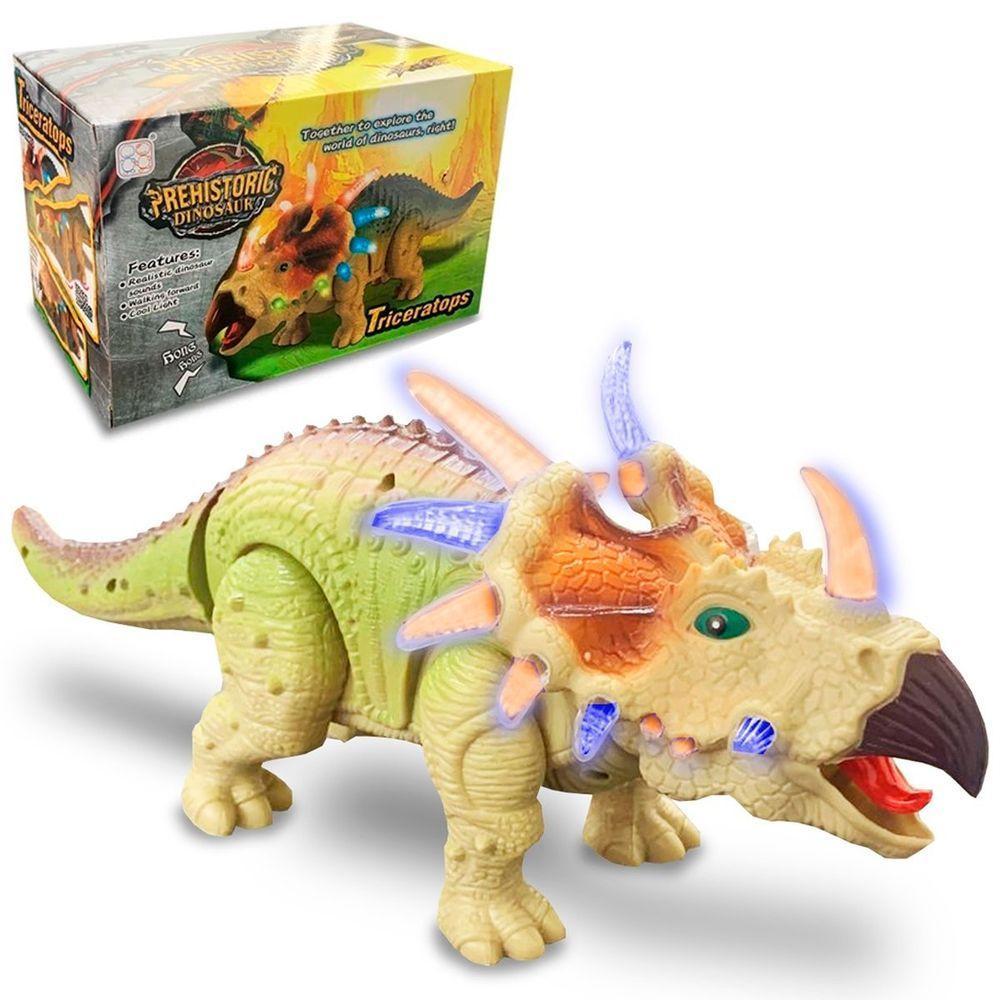 Dinossauro Elétrico Tricerátops Com Movimento Som E Luz Leds - 1