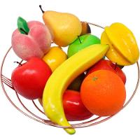 Kit Fruteira Frutas Artificial Isopor E Cesta Inox Rose Gold - 1