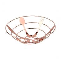 Kit Fruteira Frutas Artificial Isopor E Cesta Inox Rose Gold - 6