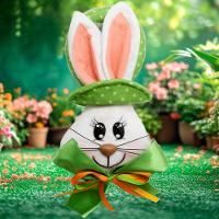 Kit 2 Pendente Páscoa Coelho Para Porta Verde Enfeite 23cm - 3