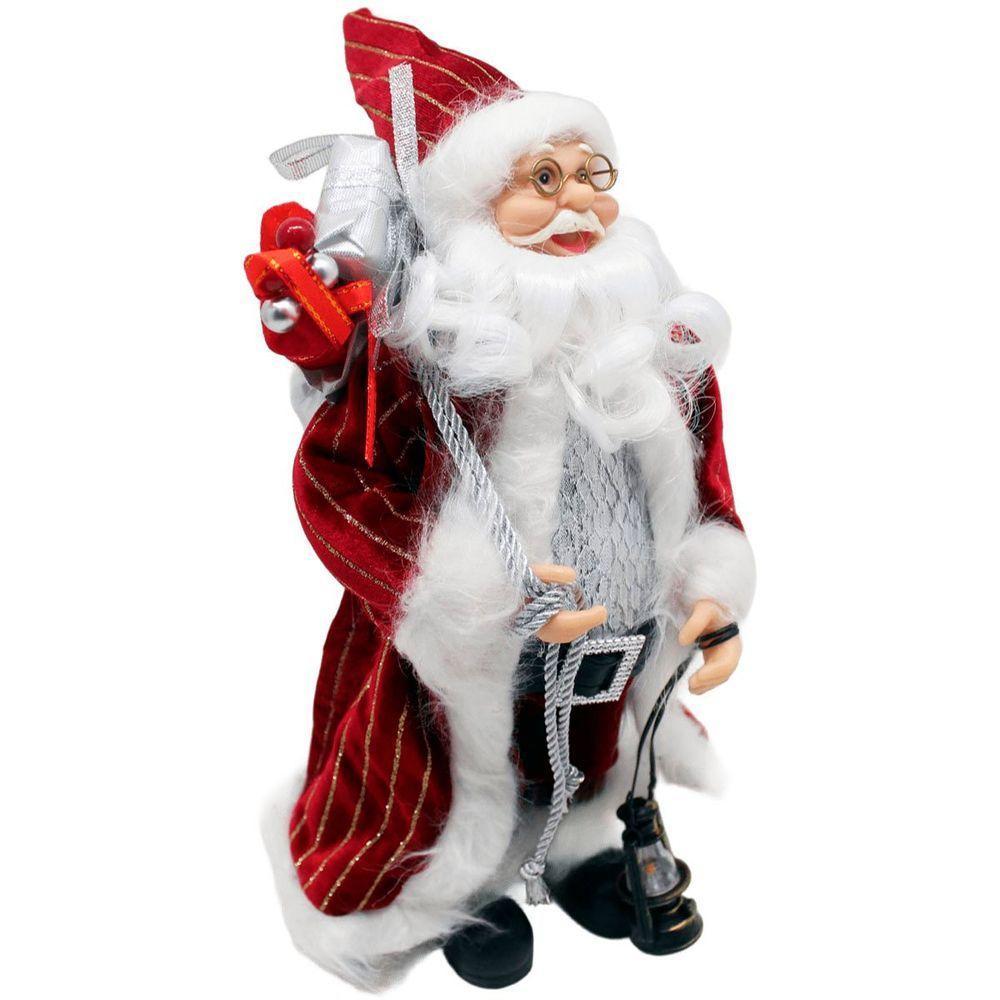 Decoração Papai Noel Com Casaco Saco Presentes Lampião 30cm - 2