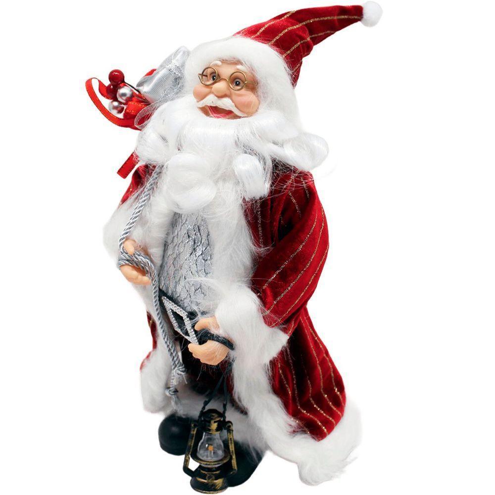 Decoração Papai Noel Com Casaco Saco Presentes Lampião 30cm - 5